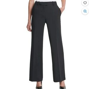 DKNY black high waist wide leg business office dress pants women plus 18/W40 L31